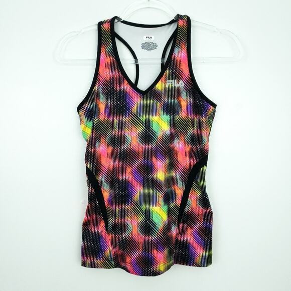 Fila Workout Tank Neon Bright Colors Built In Bra Small Women Shirt Athletic - Picture 1 of 6